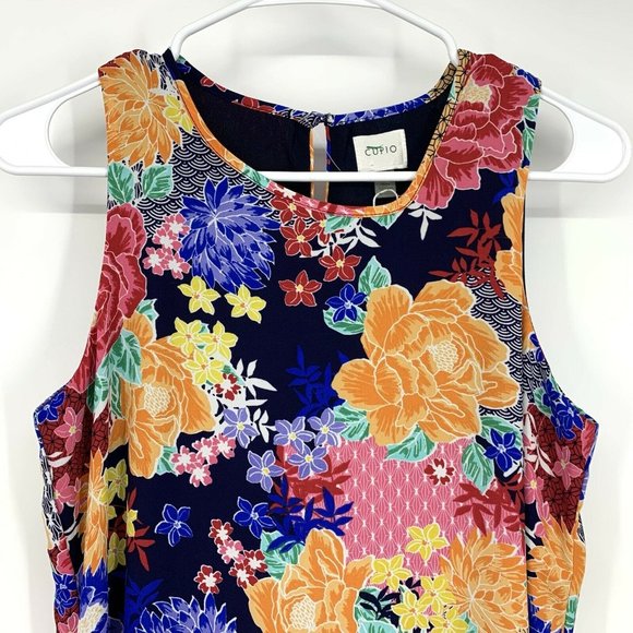 Cupio Blue Floral Print Sleeveless Shift Dress - Picture 2 of 7